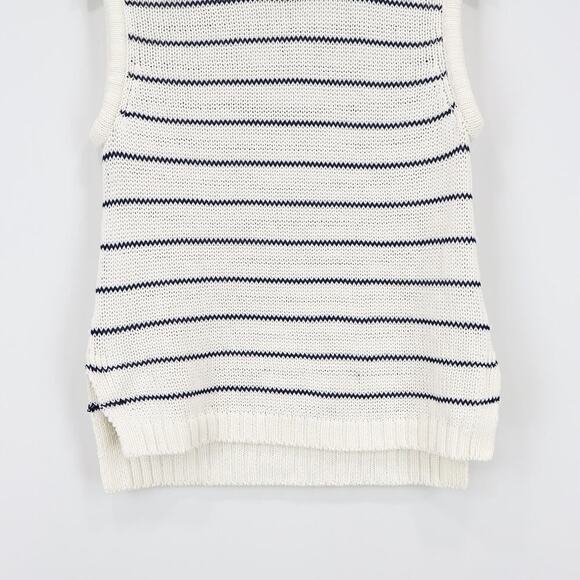Madewell Puff-Trim Sweater Vest in Stripe Bright Ivory Size XS NWT - Picture 6 of 8